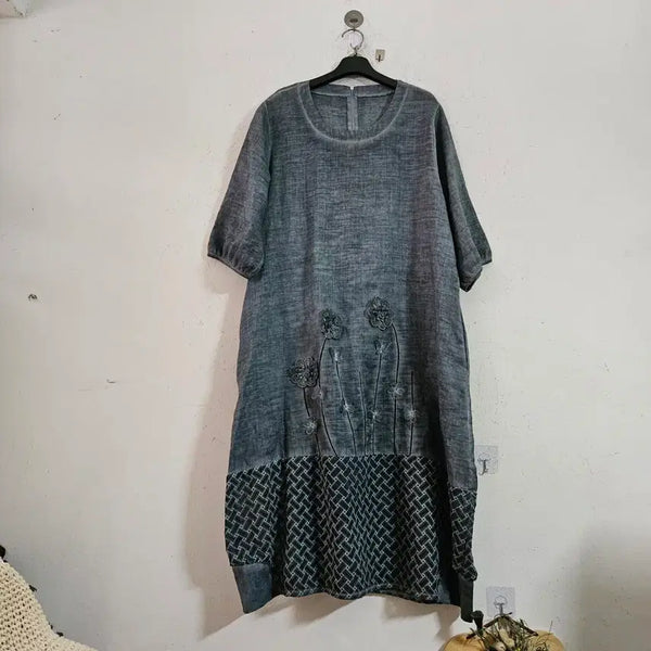 [BUNJANG] Flower Embroidery 100% Cotton Dress / 플라워 자수 마100% 원피스