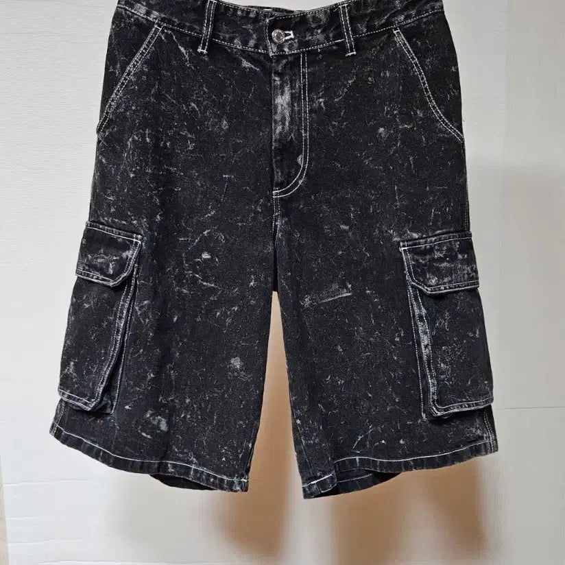 [BUNJANG] Zara Men's Washed Cargo Denim Shorts Black Blue (Size 31) / 자라 남31 워싱 카고 데님 반바지 흑청