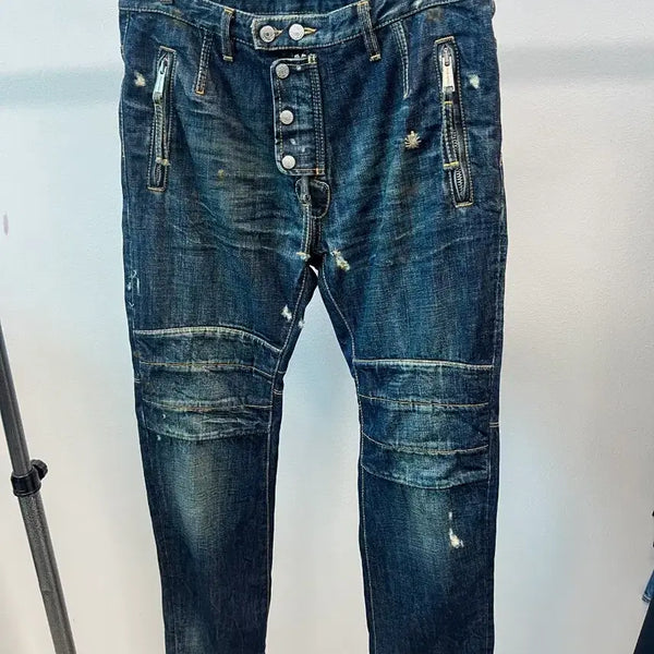 [BUNJANG] DSQUARED2 OG Maple Embroidery Biker Jeans / 32) 디스퀘어드 OG 메이플자수 바이커진