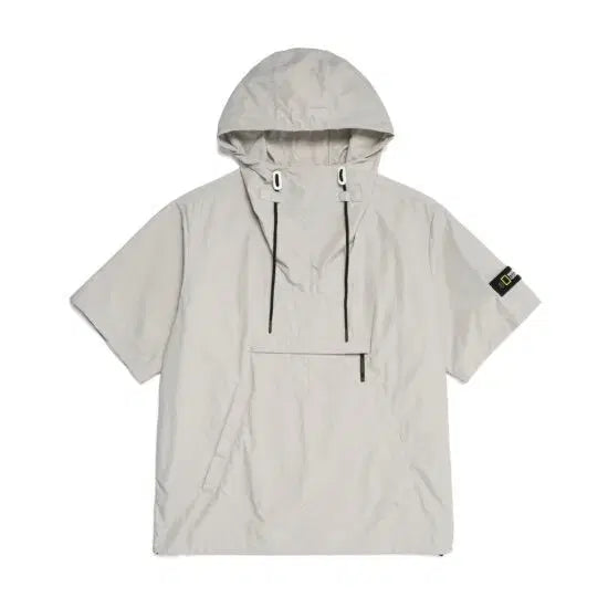[BUNJANG] National Geographic Woven Pullover Half-Sleeve Anorak Windbreaker Hoodie Jacket / M 내셔널지오그래픽 우븐 풀오버 반팔 아노락 바람막이 후드 자켓