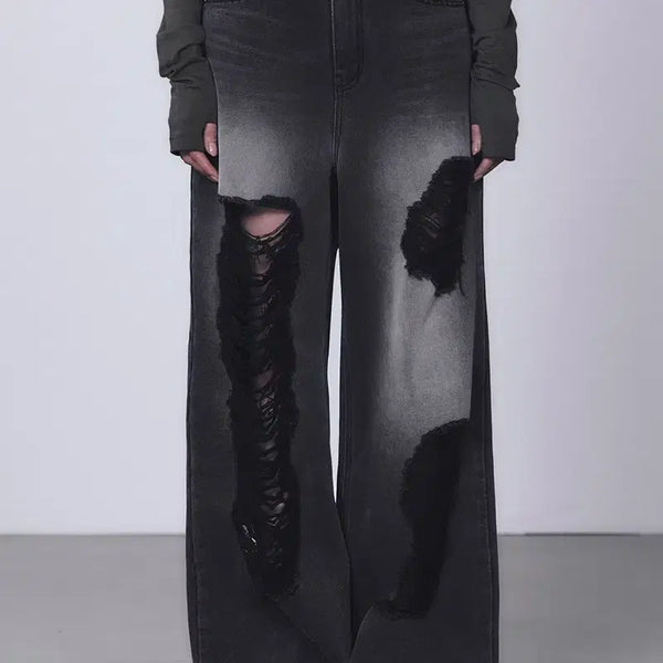 [BUNJANG] Trimming Bird Scratch Damage Denim Pants Black / 새상품) 트리밍버드 Scratch Damage Denim Pants 블랙