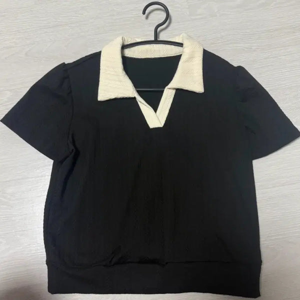 [BUNJANG] Karan Knit Short Sleeve T-shirt / 새상품)카라니트반팔