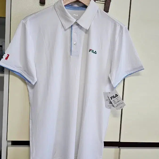 [BUNJANG] Fila Men's Functional Golf Polo Shirt White Size 95 / 휠라 반팔 기능성 골프 카라티 화이트 95