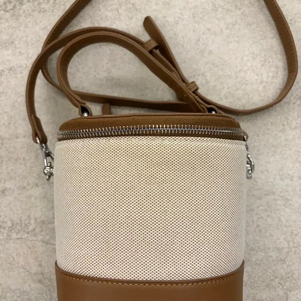 [BUNJANG] Women's Cylindrical Mini Crossbody Bag - Brown / 여성 원통형 미니 크로스백 브라운