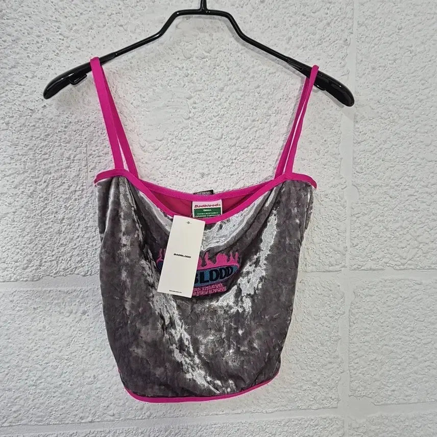 [BUNJANG] Bad Blood Velvet Crop Top Grey Pink / 새상품)배드블러드 벨벳 크롭 탑 그레이 핑크