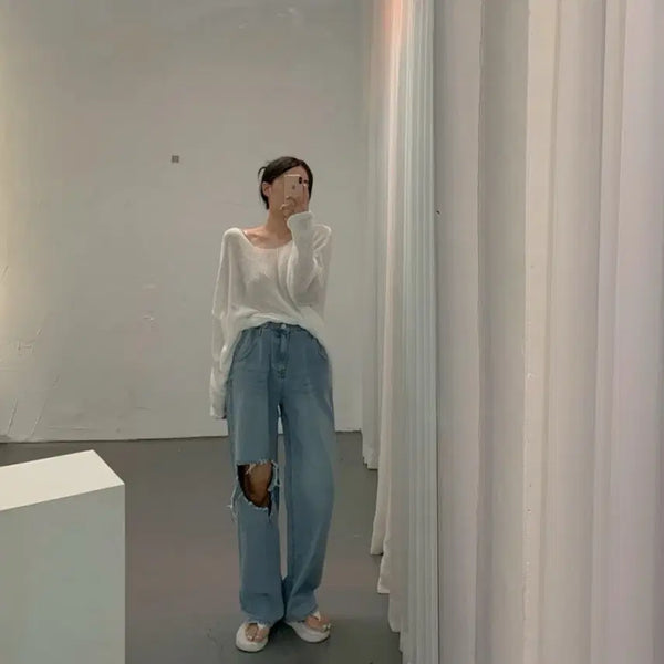 [BUNJANG] Two-Button Denim Wide Pants / 새상품! 투버튼 데님 와이드팬츠