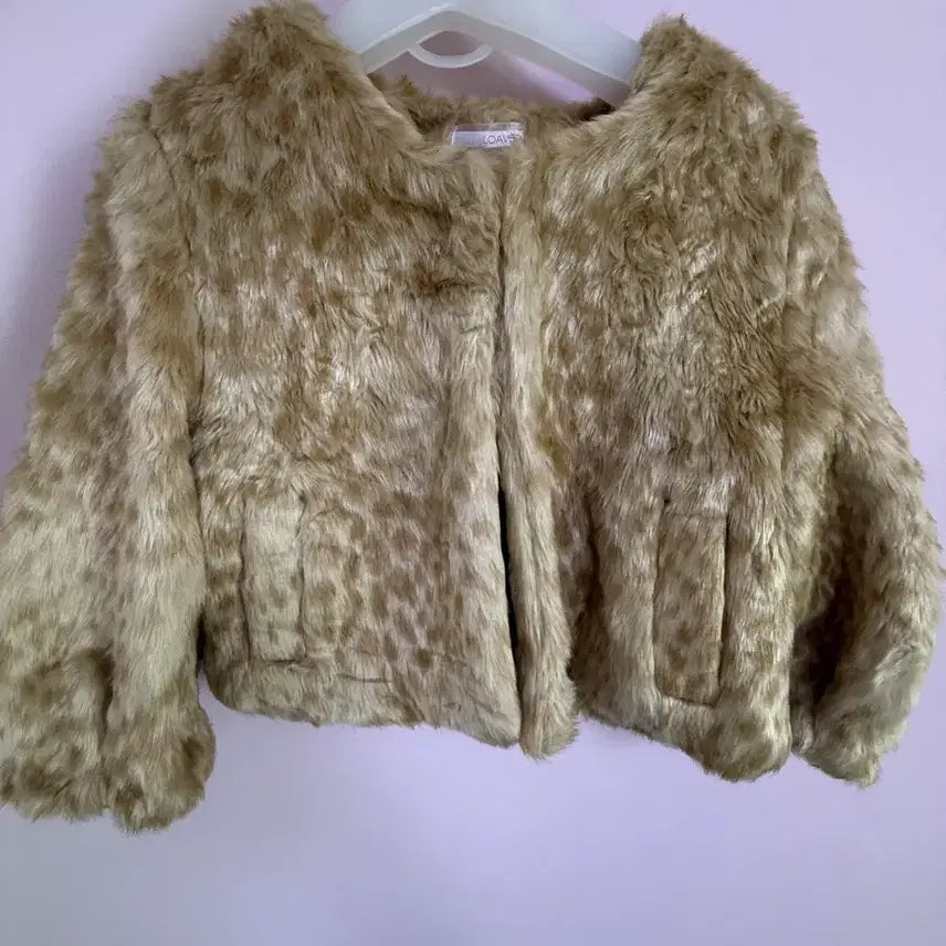 [BUNJANG] Vintage Gal Winter Fur Jacket Leopard Print Cropped Outerwear / 빈티지 갸루 겨울 퍼 자켓 퍼자켓 아우터