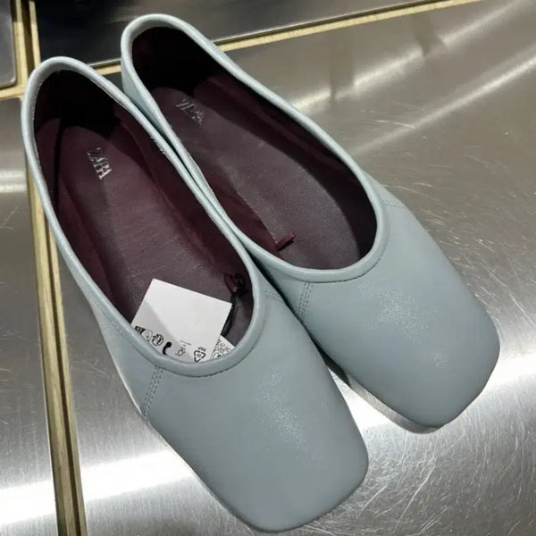 [BUNJANG] ZARA Stitch Detail Leather Ballerina Shoes / 자라 스티치 디테일 가죽 발레리나 슈즈