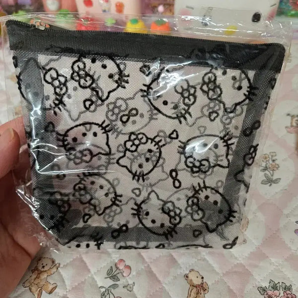 [BUNJANG] Hello Kitty Mesh Pouch White Black / 키티 매쉬파우치  화이트  블랙