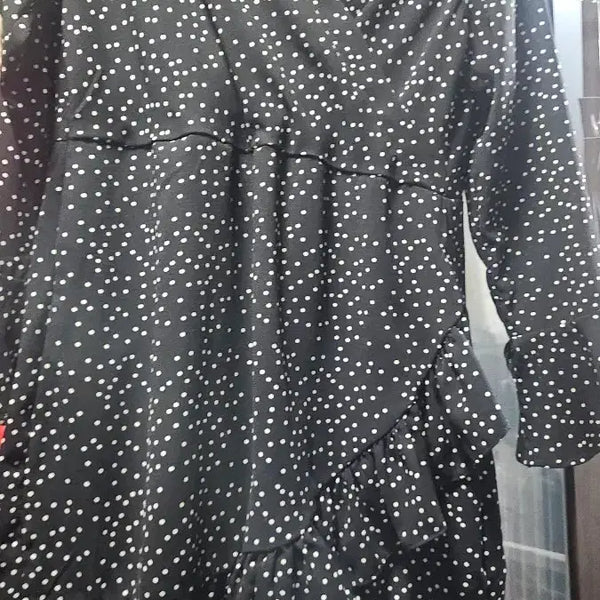 [BUNJANG] Black Polka Dot Frill Dress / 블랙 도트 프릴 원피스