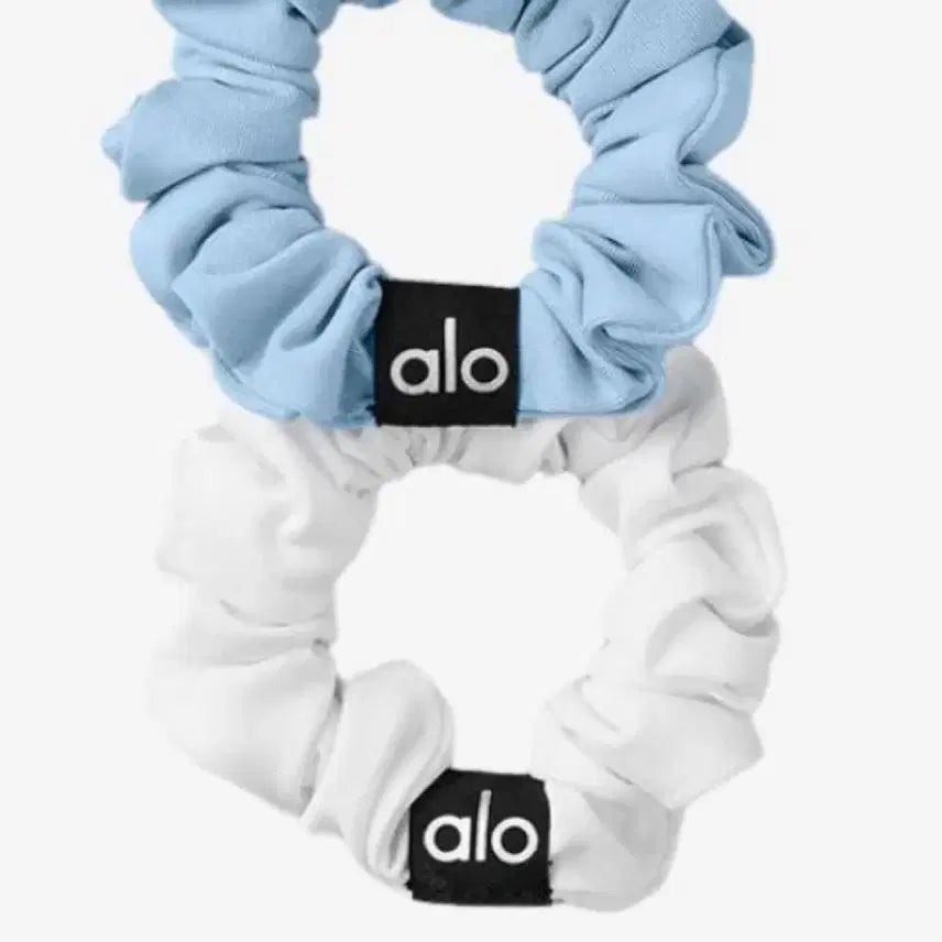 [BUNJANG] ALO Hair Scrunchie Set (Sky Blue/White) / 알로 헤어 스크런치 하늘색/흰색 세트