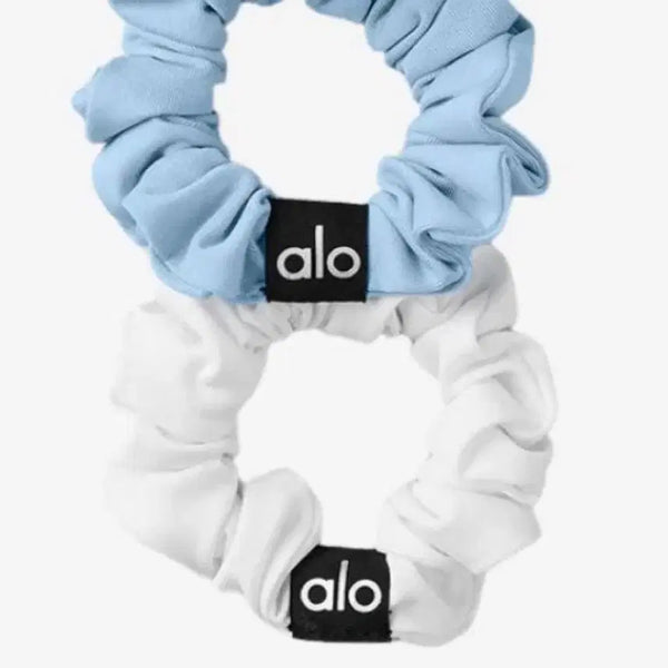[BUNJANG] ALO Hair Scrunchie Set (Sky Blue/White) / 알로 헤어 스크런치 하늘색/흰색 세트