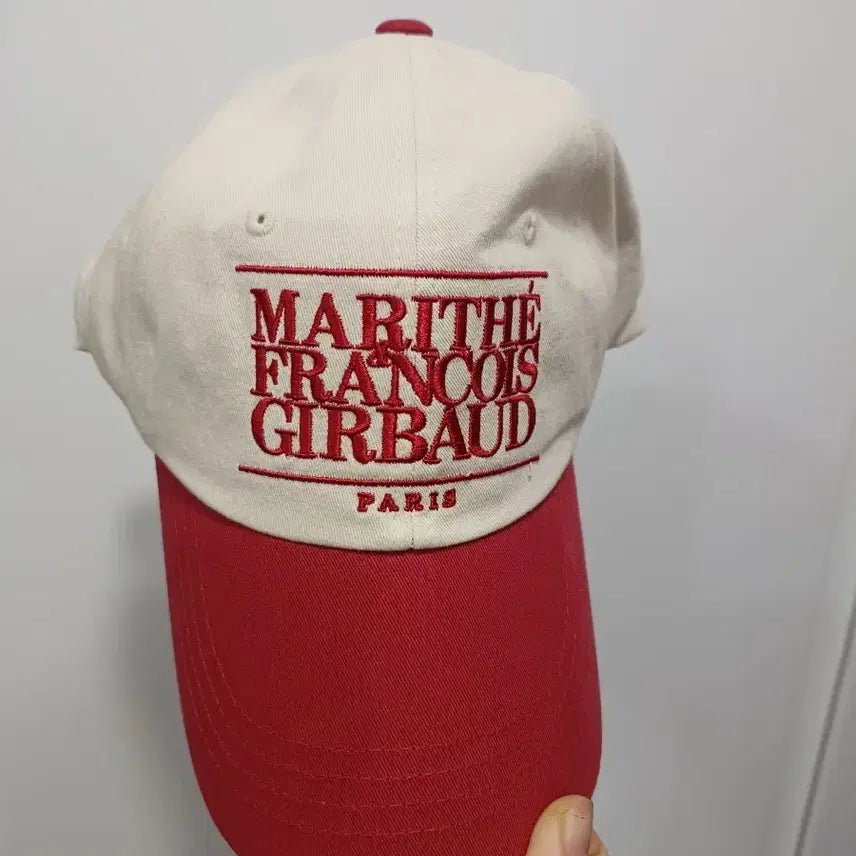 [BUNJANG] Marithe Francois Girbaud Cotton Cap Beige & Red / 마리떼 프랑소와 저버 볼캡 베이지&레드(새상품)
