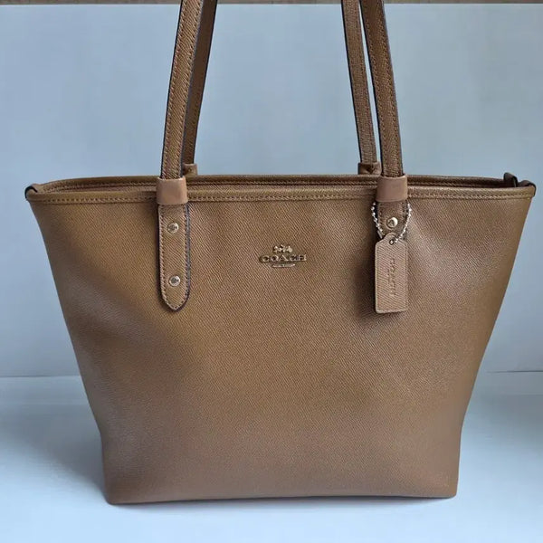 [BUNJANG] COACH Saffiano Leather Tote Bag Brown / (정품)코치 사피아노 가죽 토트백 브라운