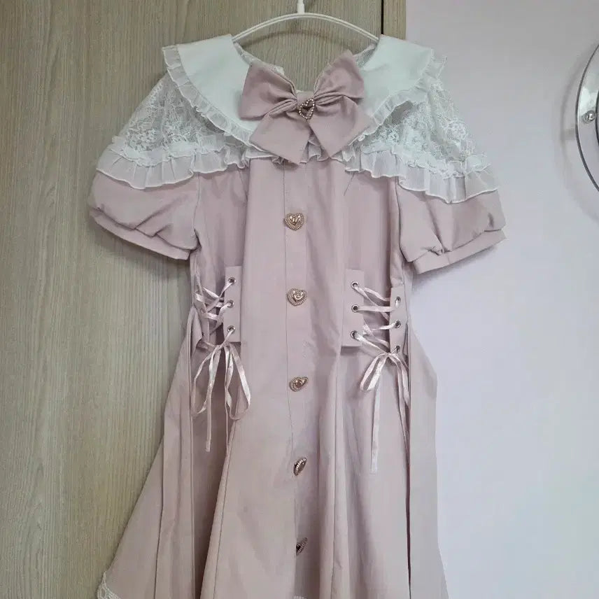 [BUNJANG] Lolita Style Pink Skirt and Shorts Set / 리즈리사풍 양산형 지뢰계 로리타 셋업 핑크