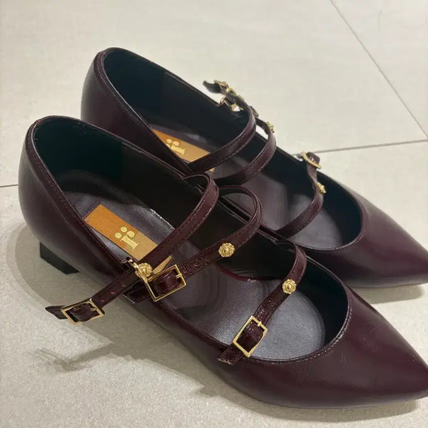 [BUNJANG] Lurni Handmade Mary Jane Shoes Burgundy Red Gold Strap Size 240 / 로르니 수제화 구두 버건디 레드 메리제인 골드 스트랩 구두 240