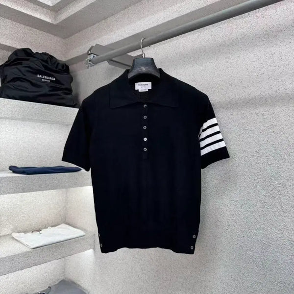 [BUNJANG] Thom Browne Men's Fine Merino Wool 4-Bar Short Sleeve Knit Polo Shirt / 톰브라운 남성 파인 메리노 울 4-바 반팔 니트 폴로 셔츠 매장구매