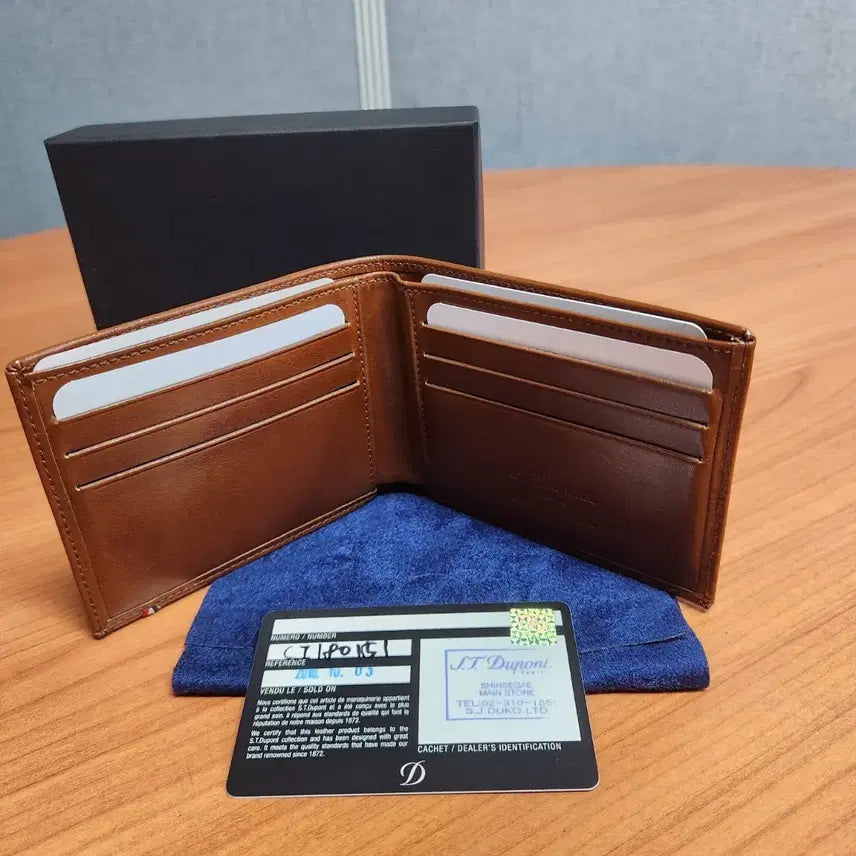 [BUNJANG] S.T. Dupont Brown Leather Bifold Wallet / 준신품급 S.T. Dupont 듀퐁 지갑 브라운 가죽 반지갑