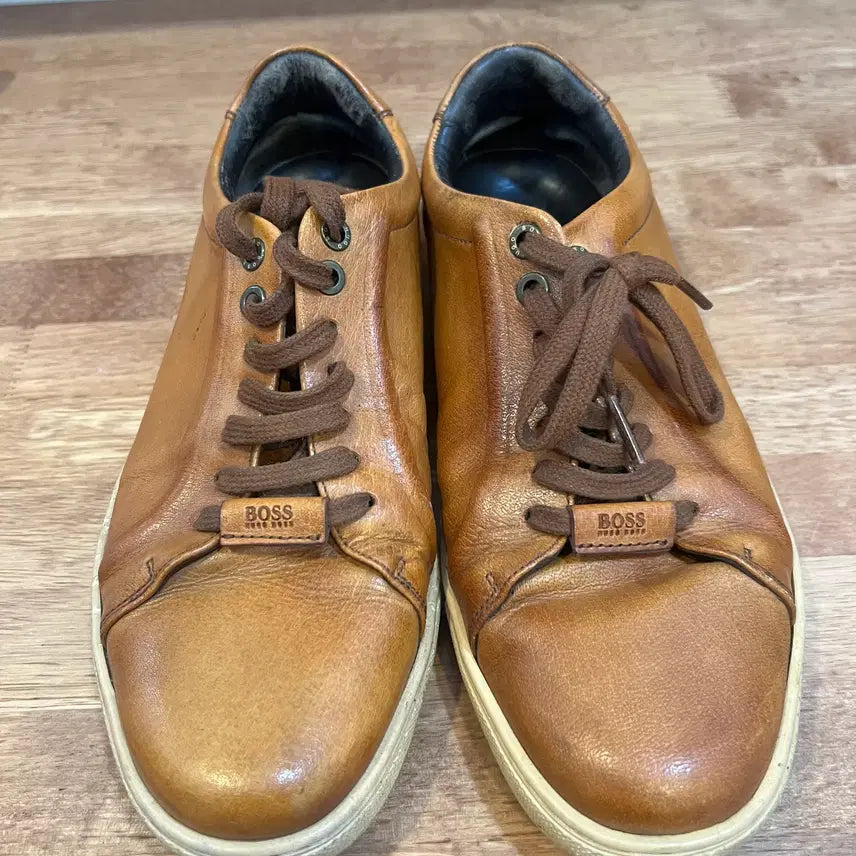 [BUNJANG] Hugo Boss Camel Brown Leather Loafers (Size 40) / 휴고보스BOSS 남성 카멜브라운 가죽로퍼 레더로퍼40