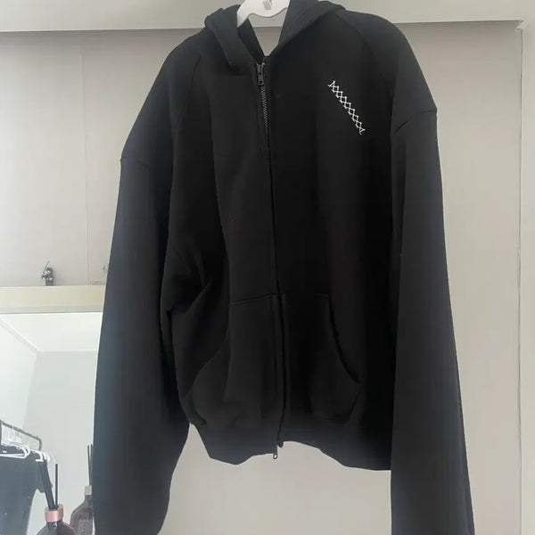 [BUNJANG] Junesse Hooded Zip-up Black M / 준느 후드집업 m