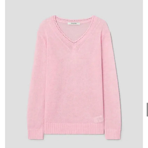 [BUNJANG] 8seconds Pink V-neck Knit Sweater (S) / 에잇세컨즈 핑크 브이넥 니트 (s)