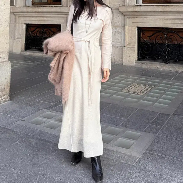 [BUNJANG] TheMoi Tie Maxi Dress Beige S / [미착용새상품/택o] 더무이 타이 맥시 드레스 원피스 베이지