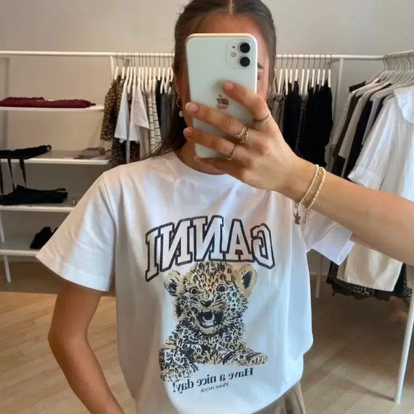 [BUNJANG] Ganni Leopard Print Short Sleeve T-Shirt / #(정품/새상품)가니 레오파드 반팔티 판매합니다~