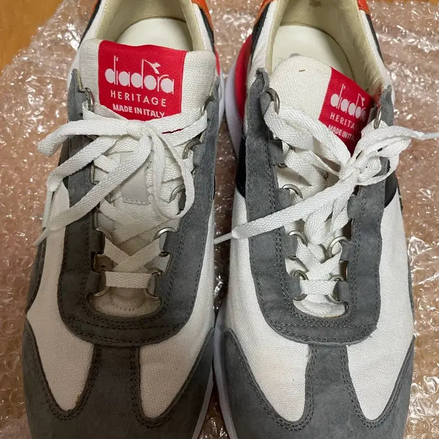 [BUNJANG] Diadora Heritage 1975 Sneakers White/Grey/Orange / 디아도라 헤리티지 1975 화이트/그레이/오렌지