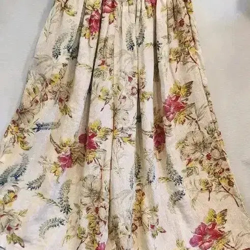 [BUNJANG] Flower Pattern Linen Long Pants / 플라워 패턴  린넨 롱 바지