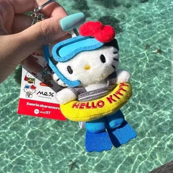 [BUNJANG] Hello Kitty Snorkeling Plush Charm / 헬로 키티 스노쿨링 스노클링 수영 가방 인형 키링