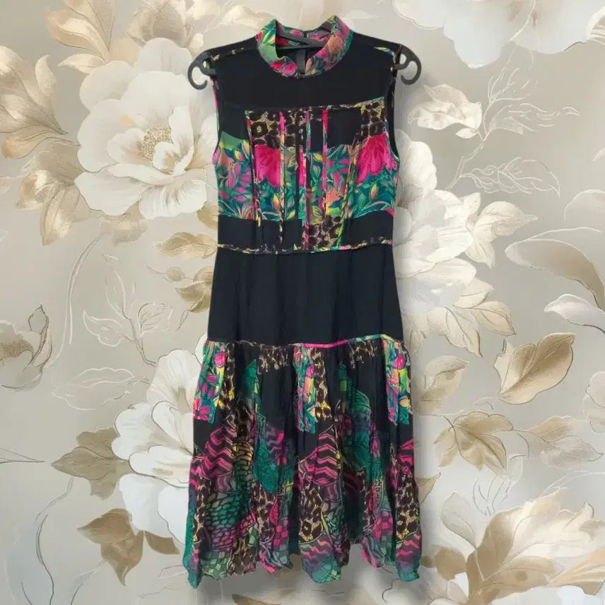 [BUNJANG] Imported Floral Black Silk Dress / 수입 플로럴 블랙 원피스