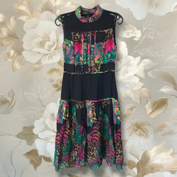 [BUNJANG] Imported Floral Black Silk Dress / 수입 플로럴 블랙 원피스