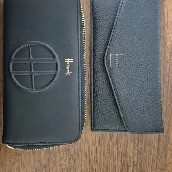 [BUNJANG] Harrods Black Zipper Long Wallet + Japanese Casual Long Wallet Set / 해롯스 검정 지퍼 장지갑 + 일본 보세 장지갑