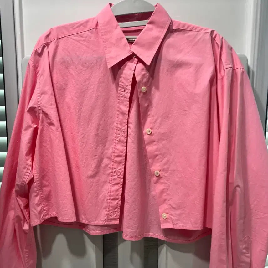 [BUNJANG] Shop Baimud Pink Cropped Shirt / 샵 바이무드 핑크 크롭 셔츠