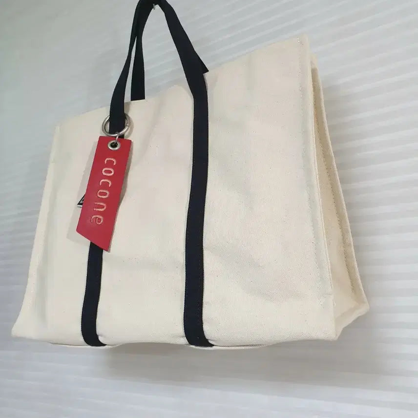 [BUNJANG] Large Canvas Tote Bag with Keychain / (새것)대형 캔버스 토트백