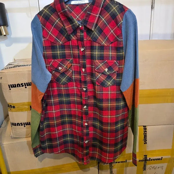 [BUNJANG] Checkered Contrast Shirt / 체크 남방 배색 셔츠 F