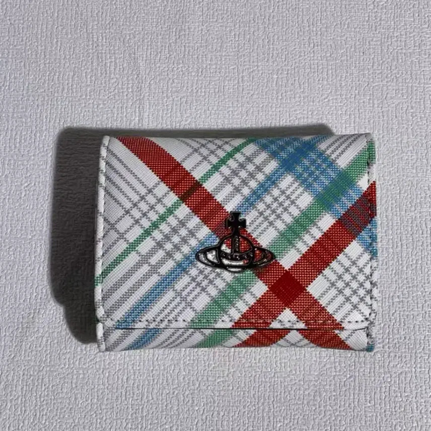 [BUNJANG] Vivienne Westwood Biogreen Saffiano Printed Flap Trifold Wallet Makendi / 비비안 웨스트우드 바이오그린 사피아노 프린티드 플랩 삼단 반지갑 맥켄디