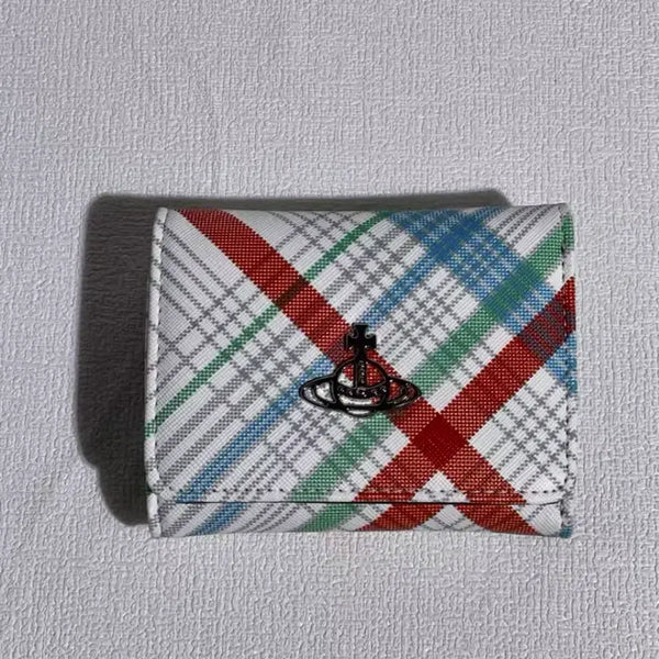 [BUNJANG] Vivienne Westwood Biogreen Saffiano Printed Flap Trifold Wallet Makendi / 비비안 웨스트우드 바이오그린 사피아노 프린티드 플랩 삼단 반지갑 맥켄디