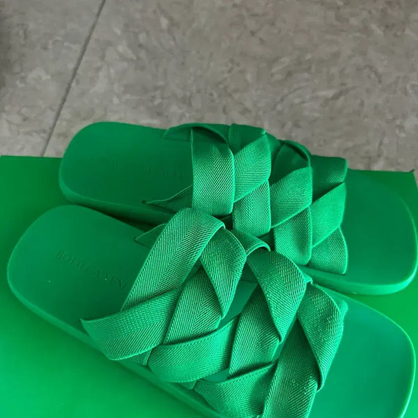 [BUNJANG] Bottega Veneta Grass Flat Mules Slippers Size 45 / 보테가베네타 플랫 뮬 그래스 슬리퍼 45사이즈