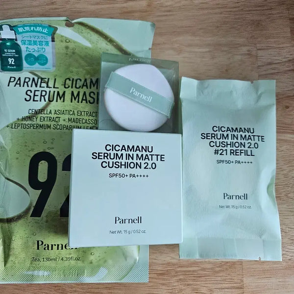 [BUNJANG] Panelle Cica Manu Serum in Matte Cushion 2.0 SPF50+ PA+++ (21 Warm Beige) with Refill / (미개봉)파넬 시카마누 세럼 인 매트쿠션 2.0 21호+리필 톡신 쿠션