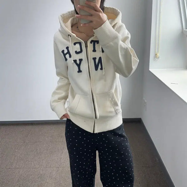[BUNJANG] Abercrombie Ivory Hoodie Zip-Up (Size M) / Abercrombie 아베크롬비 아이보리 후드집업