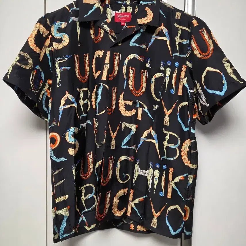 [BUNJANG] Supreme Alphabet Silk Short Sleeve Shirt Black / [M] 슈프림 알파벳 실크 반팔 셔츠 블랙