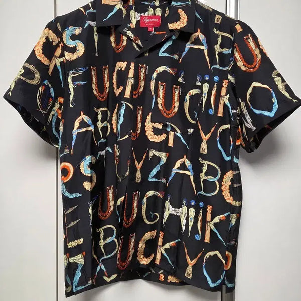[BUNJANG] Supreme Alphabet Silk Short Sleeve Shirt Black / [M] 슈프림 알파벳 실크 반팔 셔츠 블랙