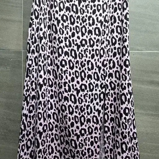 [BUNJANG] Maje Pink Satin Jacquard Leopard Slit Skirt / maje 마쥬 , 연핑크  새틴 자카드 슬릿 스커트 , 거의 새