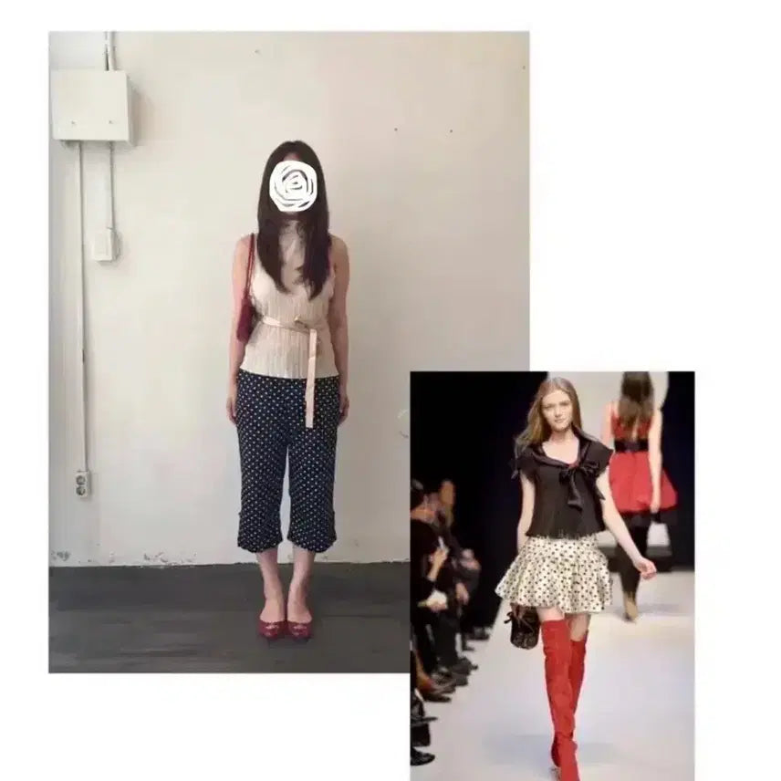 [BUNJANG] Vintage Dot 7-Part Pants Co-ord Set / 빈티지 도트 7부 팬츠 코디셋세트 지구네 카모메산장 차일드 미라이클립