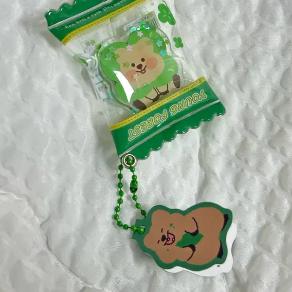 [BUNJANG] Young Forest Quokka Clover Square Shaker Keyring / 택0,새상품) 영 포레스트 쿼카 클로버 사각 쉐이커 키링