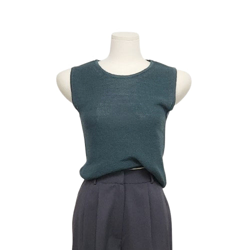 [BUNJANG] Ramage Summer Knit Sleeveless Top Deep Green / 라마지 썸머 고슬 딥그린 니트 슬리브리스 나시 민소매