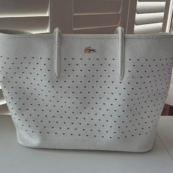[BUNJANG] Lacoste White Perforated Shoulder Bag / 라코스테 화이트펀칭   화이트 숄더백