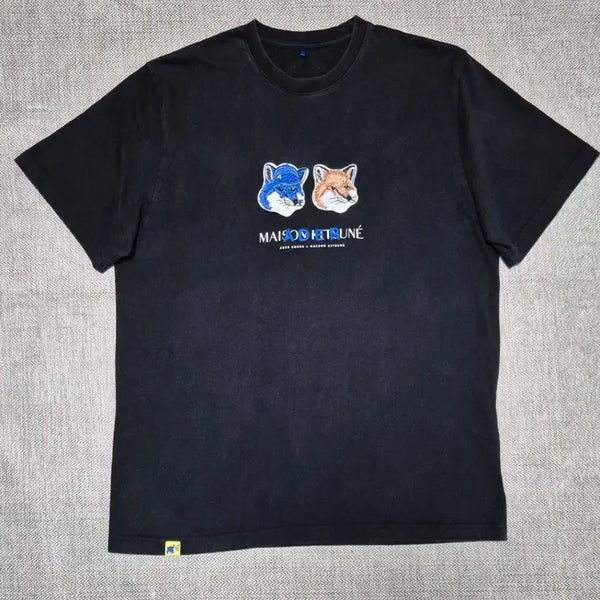 [BUNJANG] Maison Kitsuné x ADER Error Collaboration Fox Logo Cotton T-shirt / 메종키츠네 아더에러 콜라보 반팔티 블랙