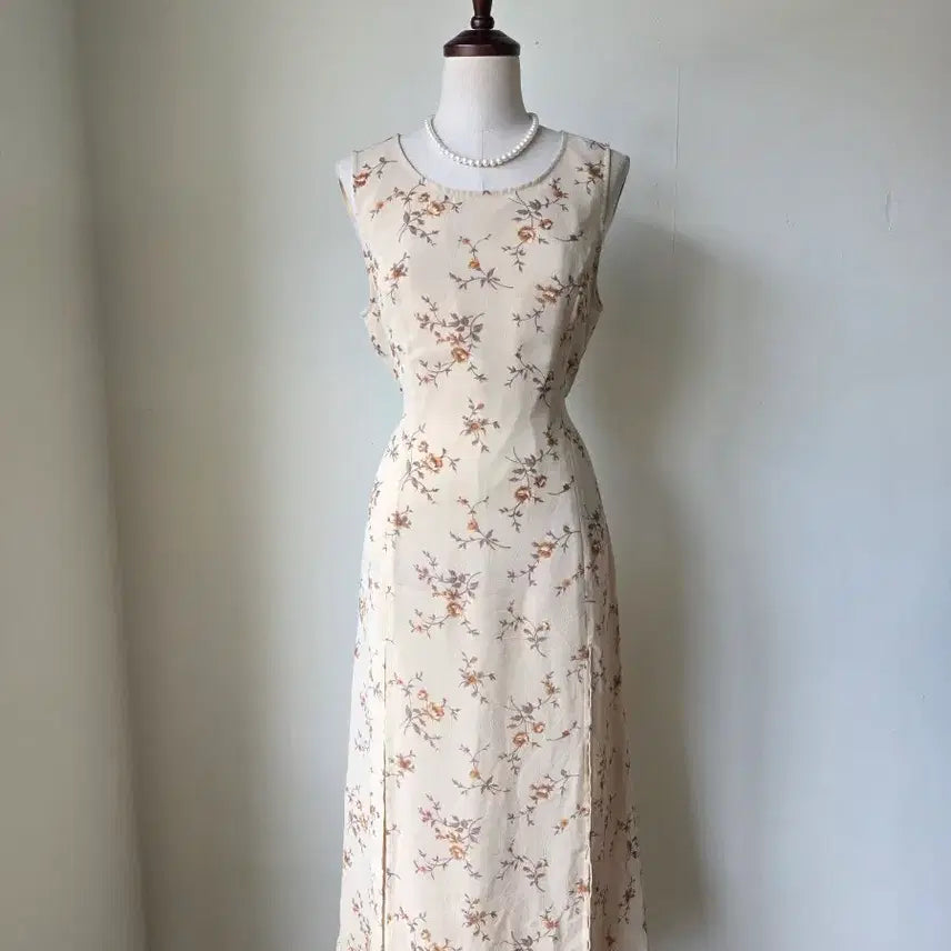 [BUNJANG] Flower Slit Long Dress / 세일)플라워 슬릿 롱 원피스